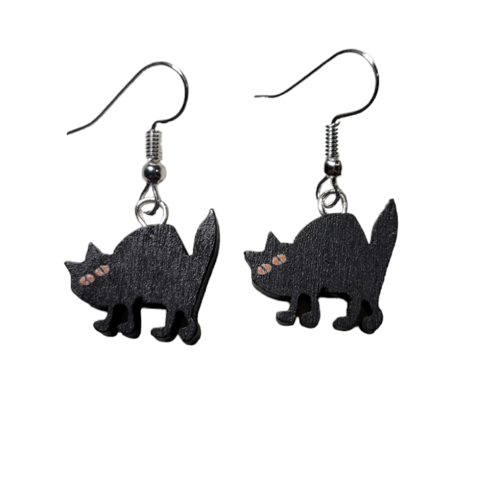Black cat Earrings - Picture 1 of 2